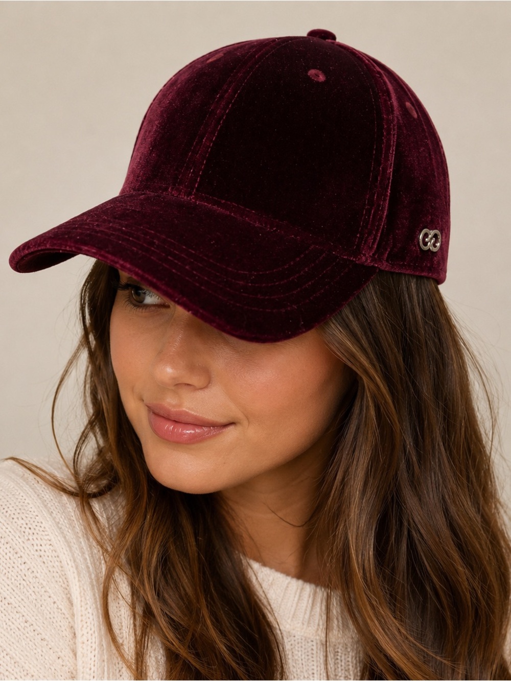 Calia Women's Crushed Velvet Burgundy Wine Hat